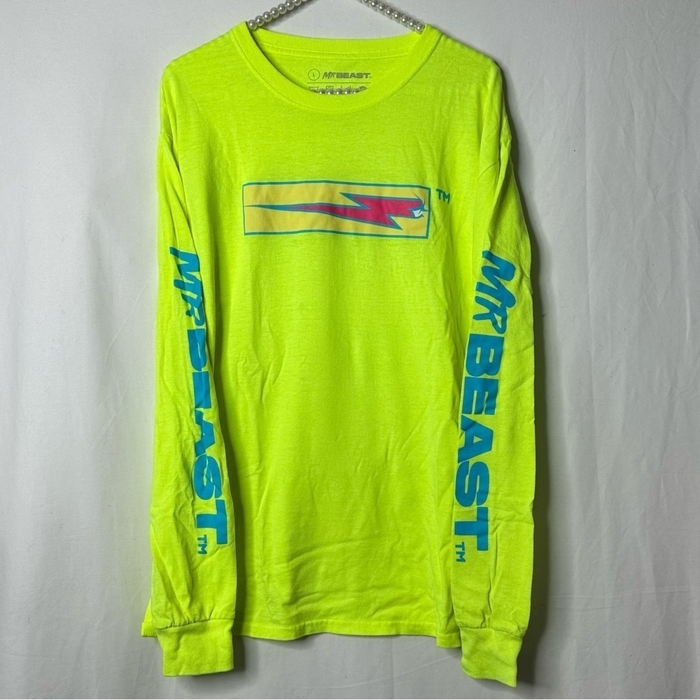 Mr Beast Neon Long Sleeve Shirt Large